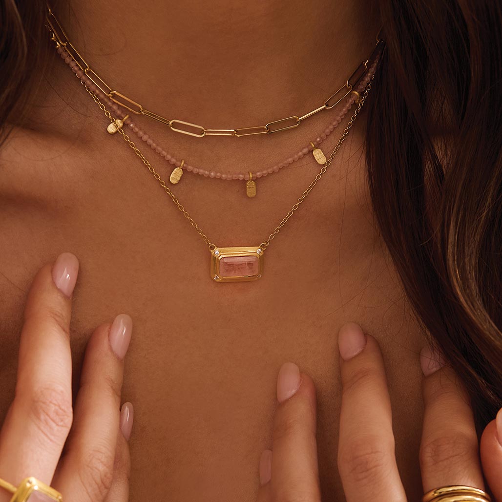 Gold Necklace on Model