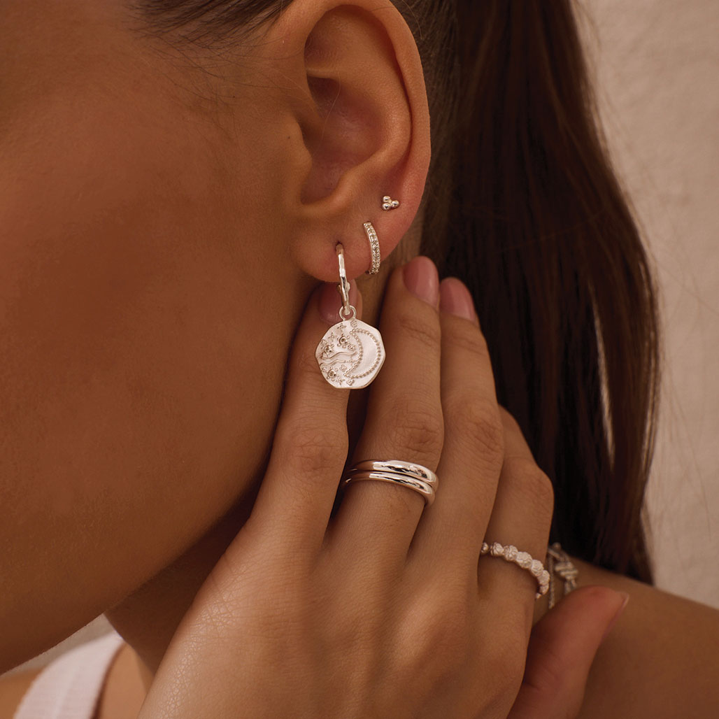 Night Sky Pendant Hoop Earrings