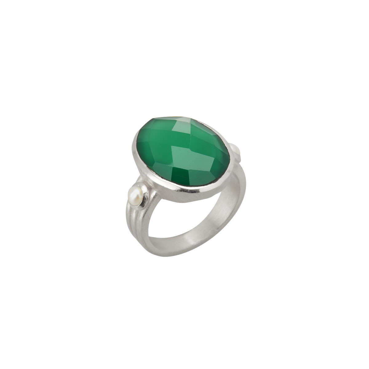 Green Onyx & Pearl Ring | Murkani