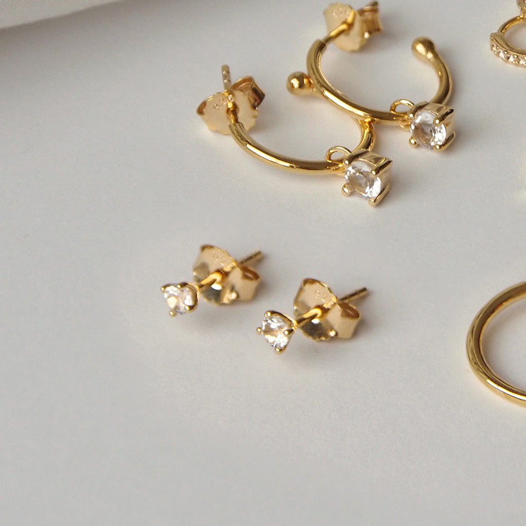 3mm Studs - in 18KT Yellow Gold Plate