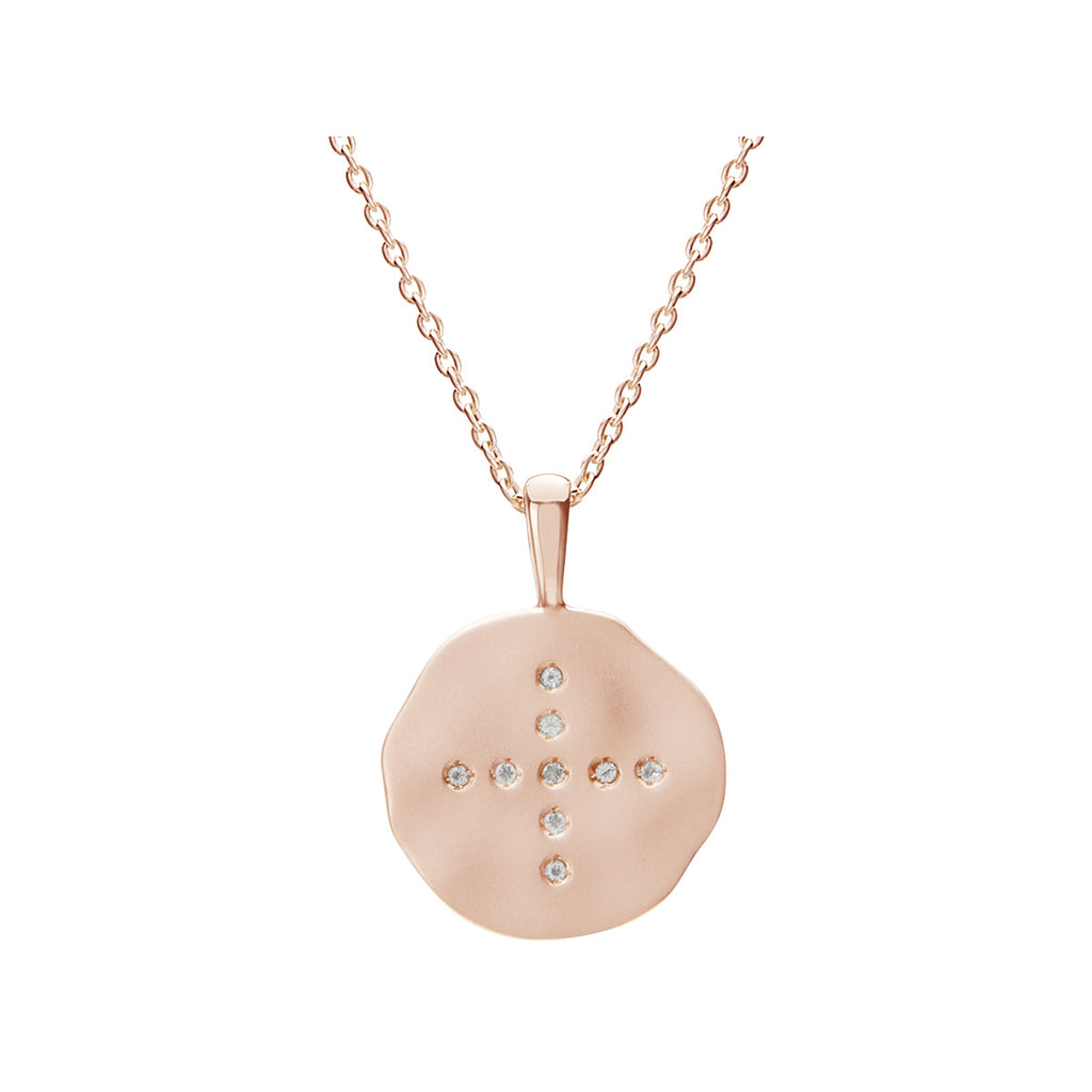 Rose gold pendant necklace with Celtic design for confidence and strength. Responsibly produced with long-lasting materials.