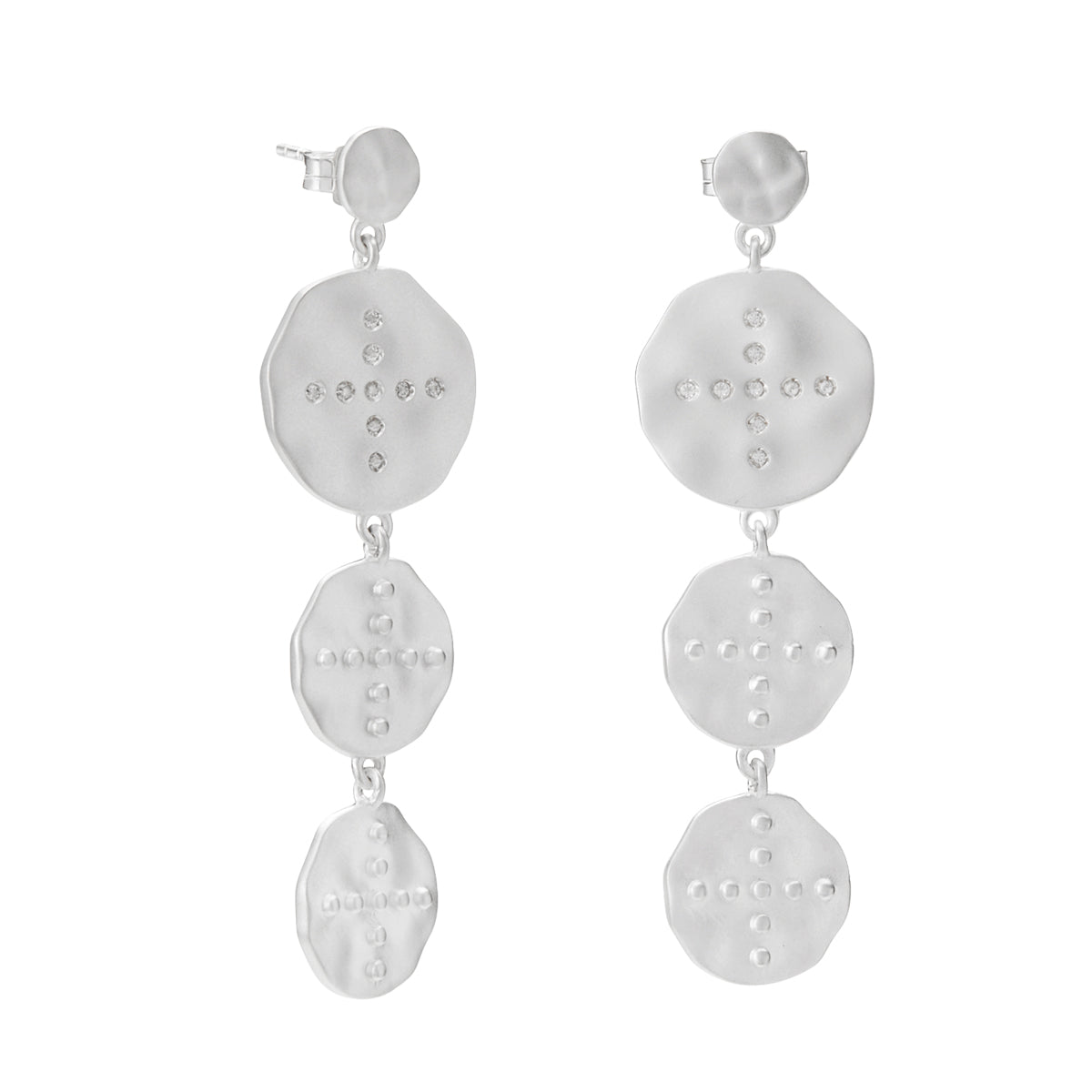 Meaningful sterling silver statement earrings with Celtic symbols of strength and courage. Ethically made production.