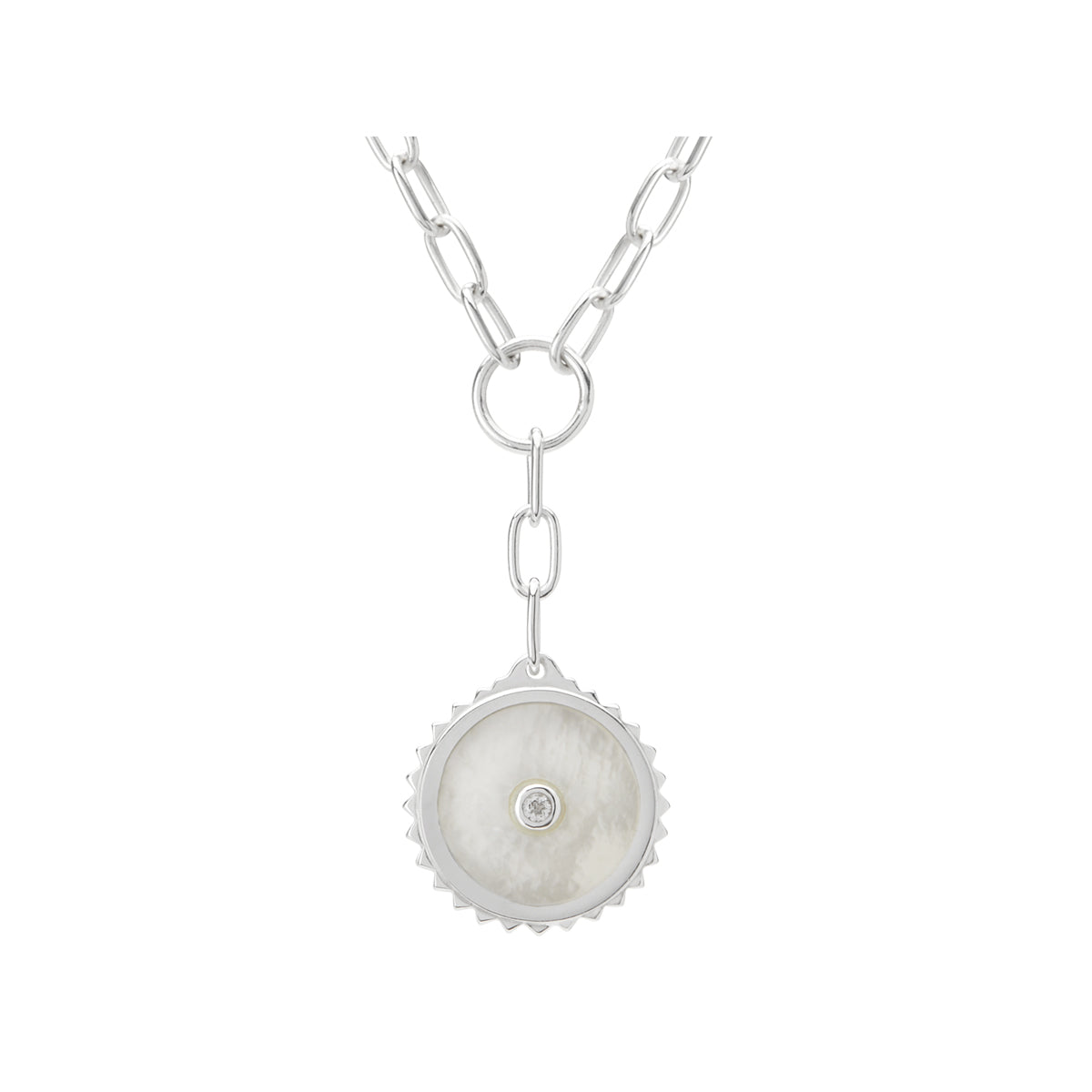 Ethically produced sterling silver drop necklace with ancient-inspired symbolism. Australian-designed artisan jewellery.