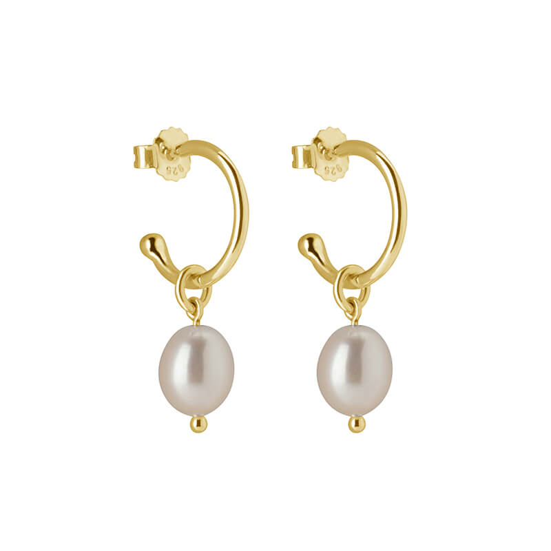 Tiny pearl store hoop earrings