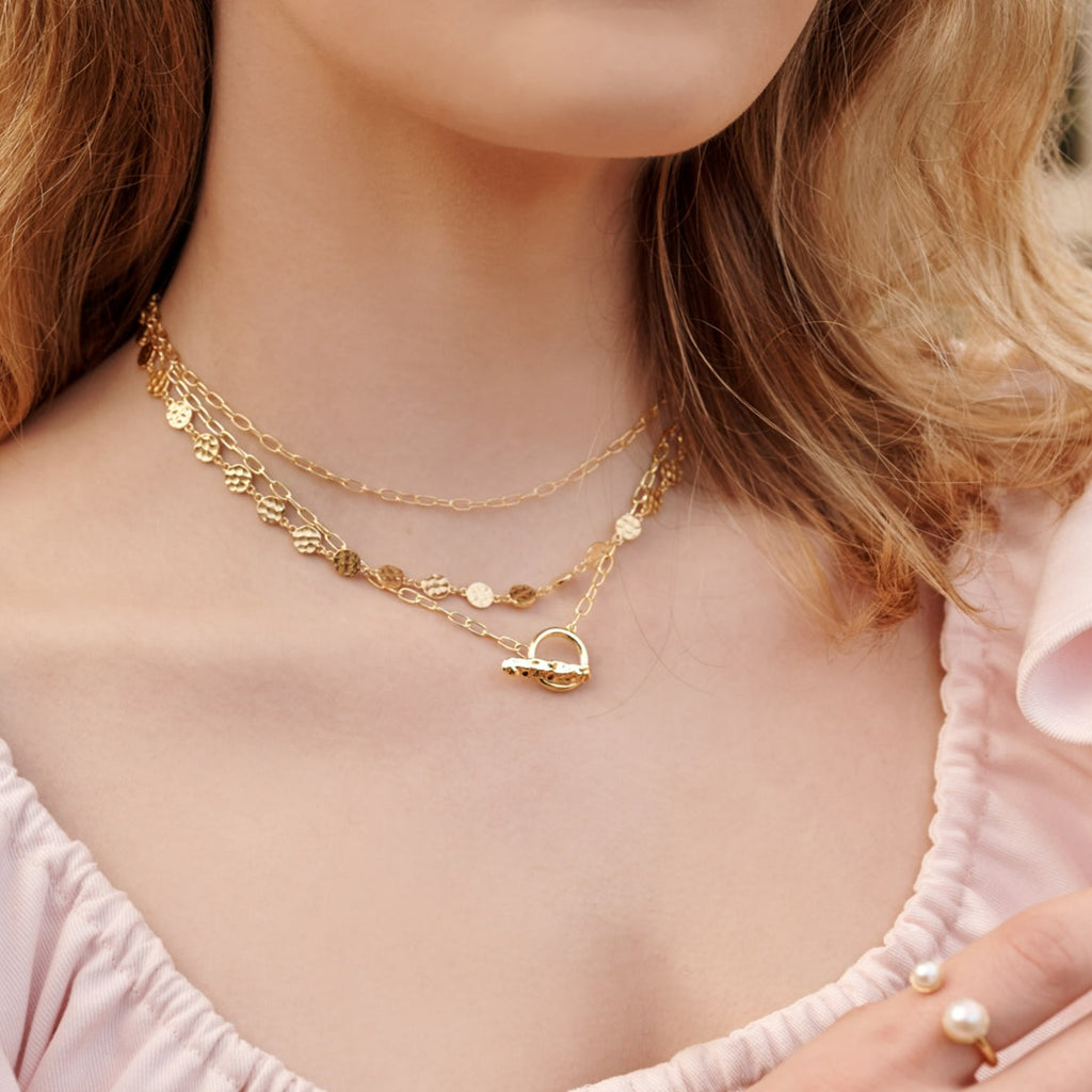 Contemporary designs inspired by love letters. Our modern FOB Necklace blends textural elements romance.
