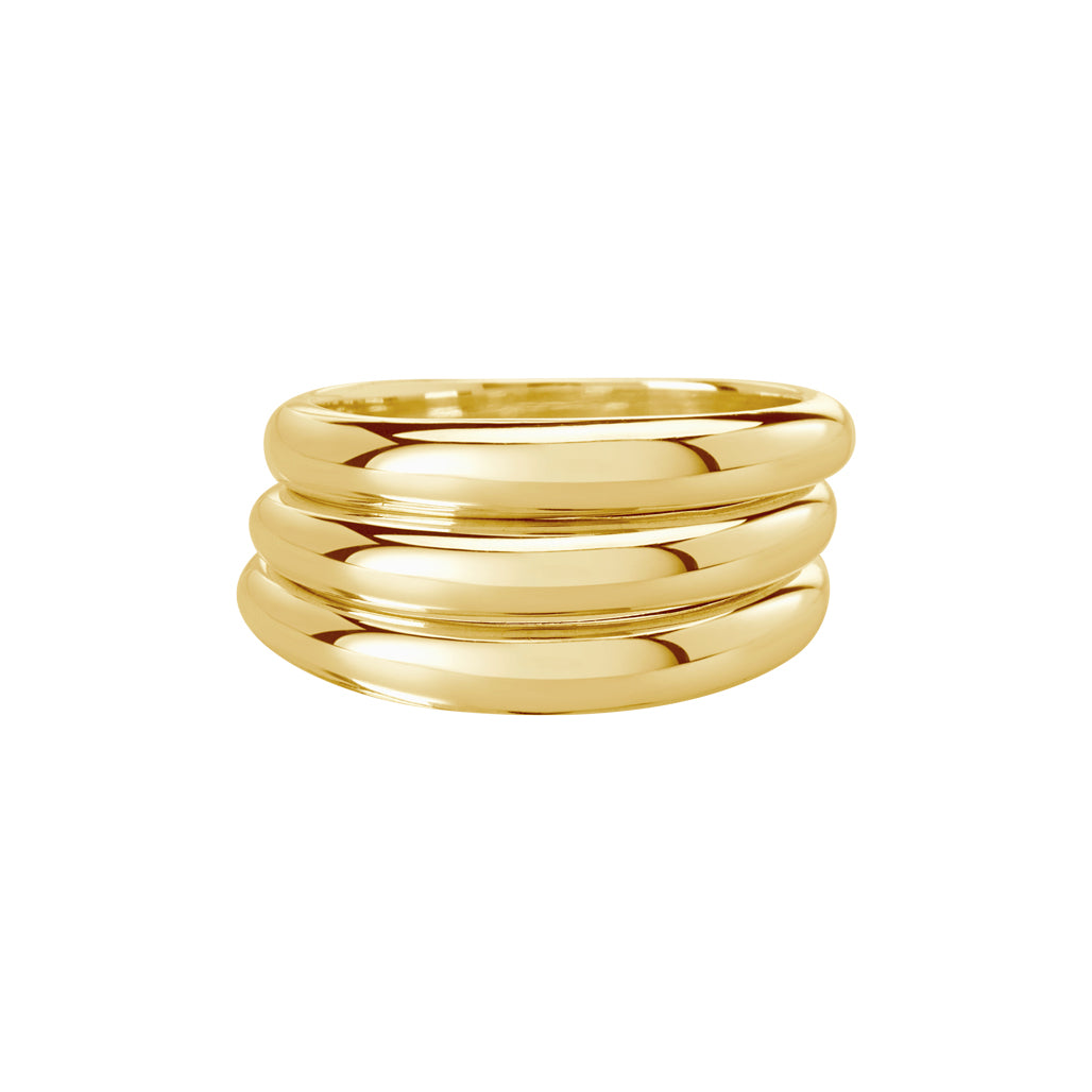 Love letter-inspired abstract design with a textural finish. Ancient-inspired jewellery in a full shine finish ring stack.