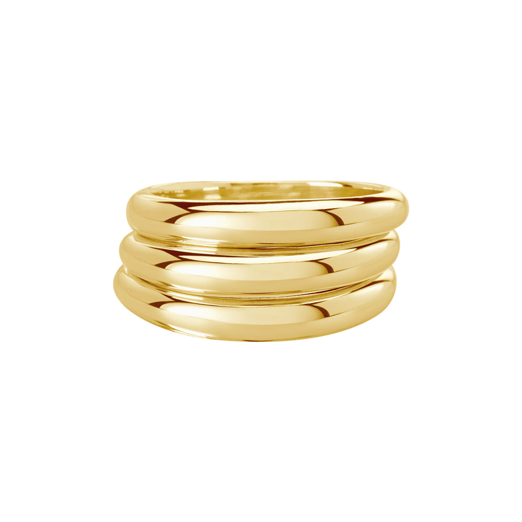Love letter-inspired abstract design with a textural finish. Ancient-inspired jewellery in a full shine finish ring stack. 