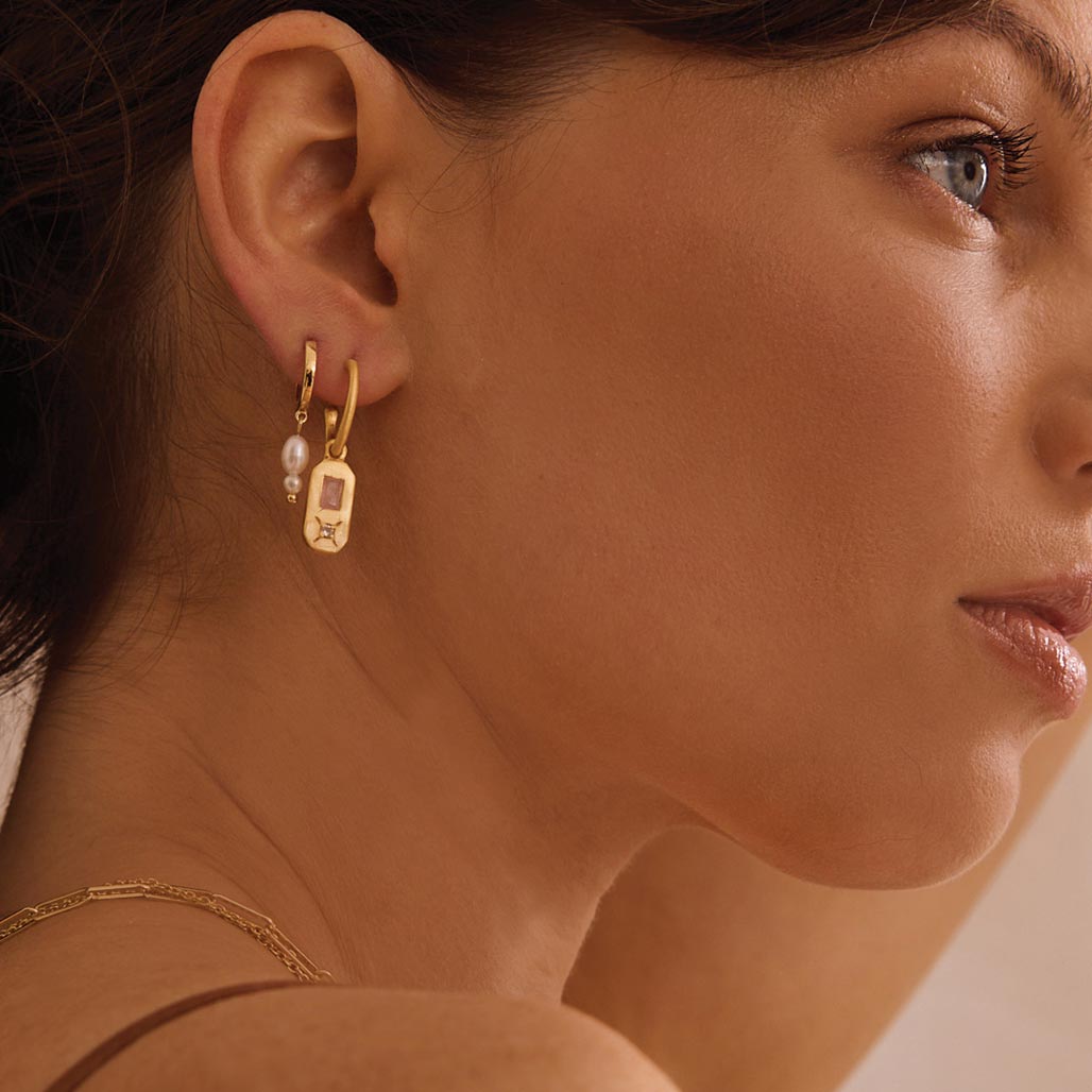 Yellow Gold Earrings on model