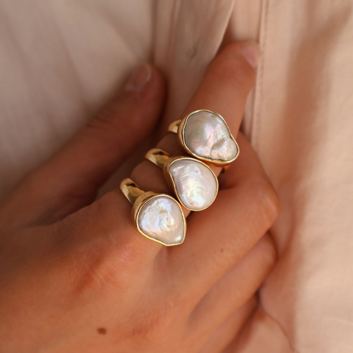 Of the Sea Baroque Pearl Ring