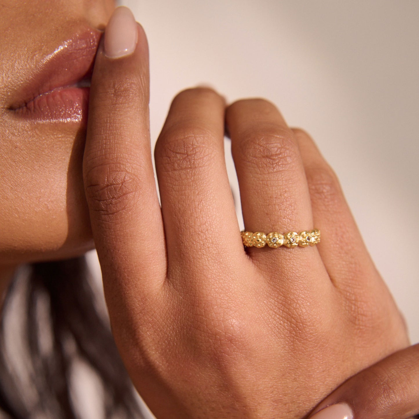 night sky ring on finger