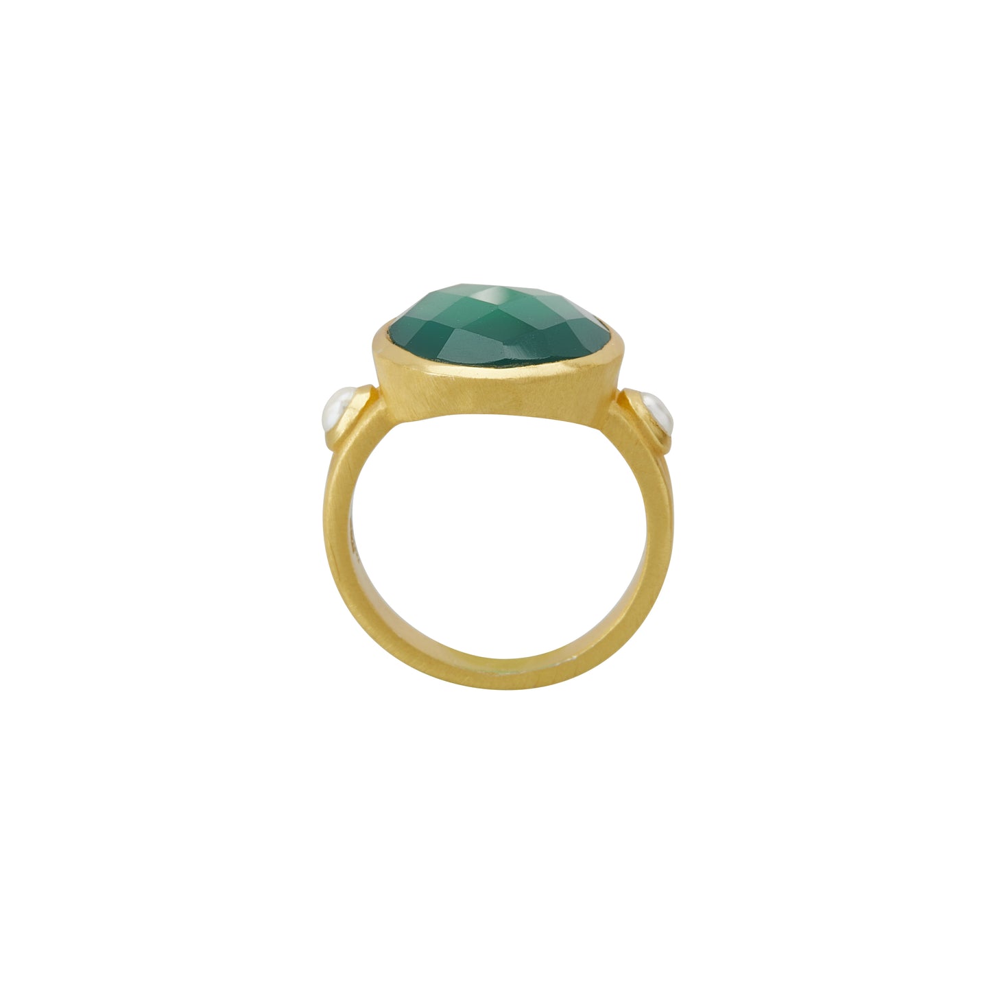 Green Onyx & Pearl Ring