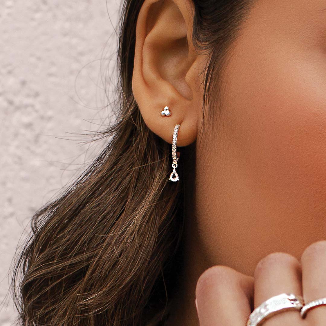 Tear Drop Hoops - White Topaz