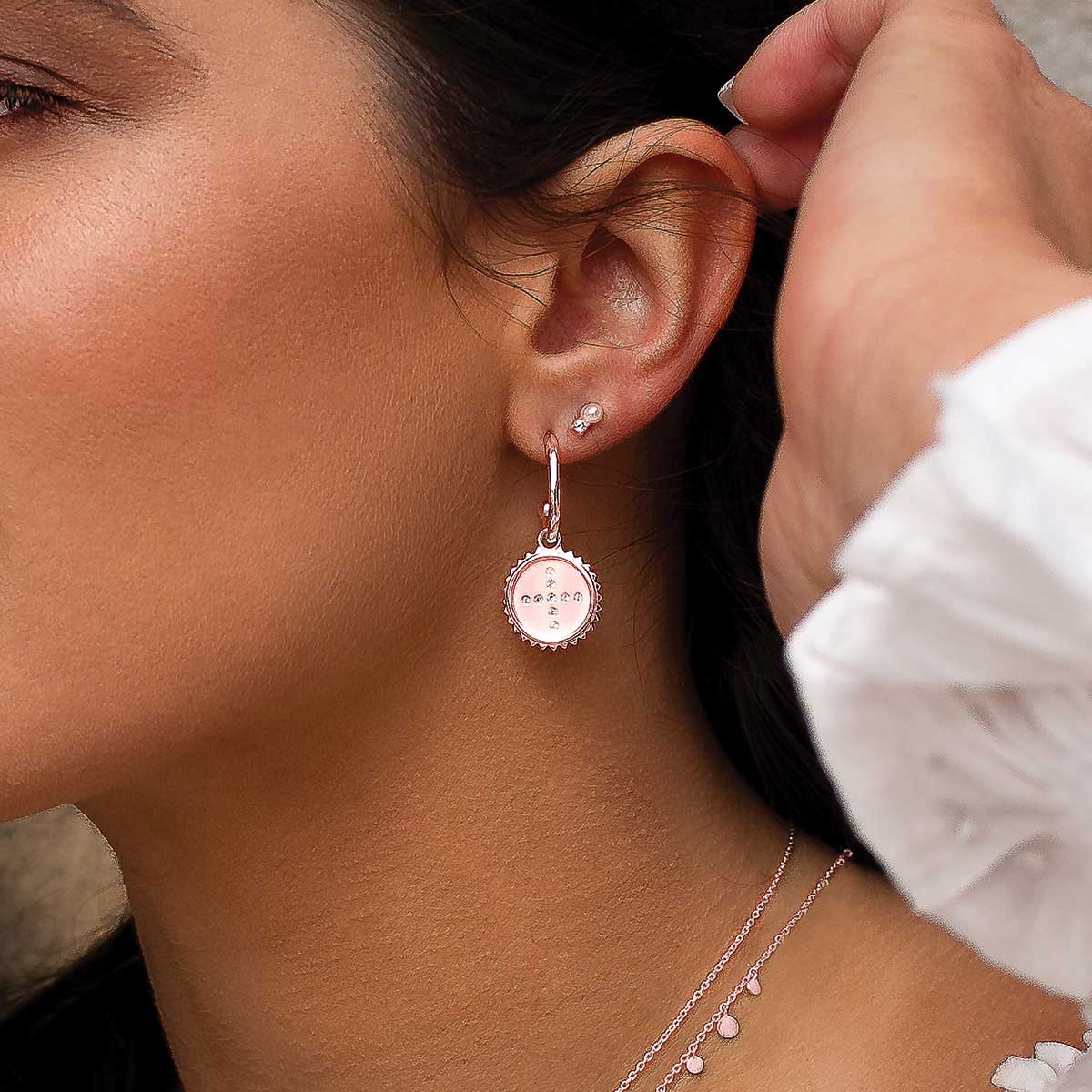 Rose gold earrings with Celtic symbolism for confidence. Australian-designed using long-lasting, natural materials.