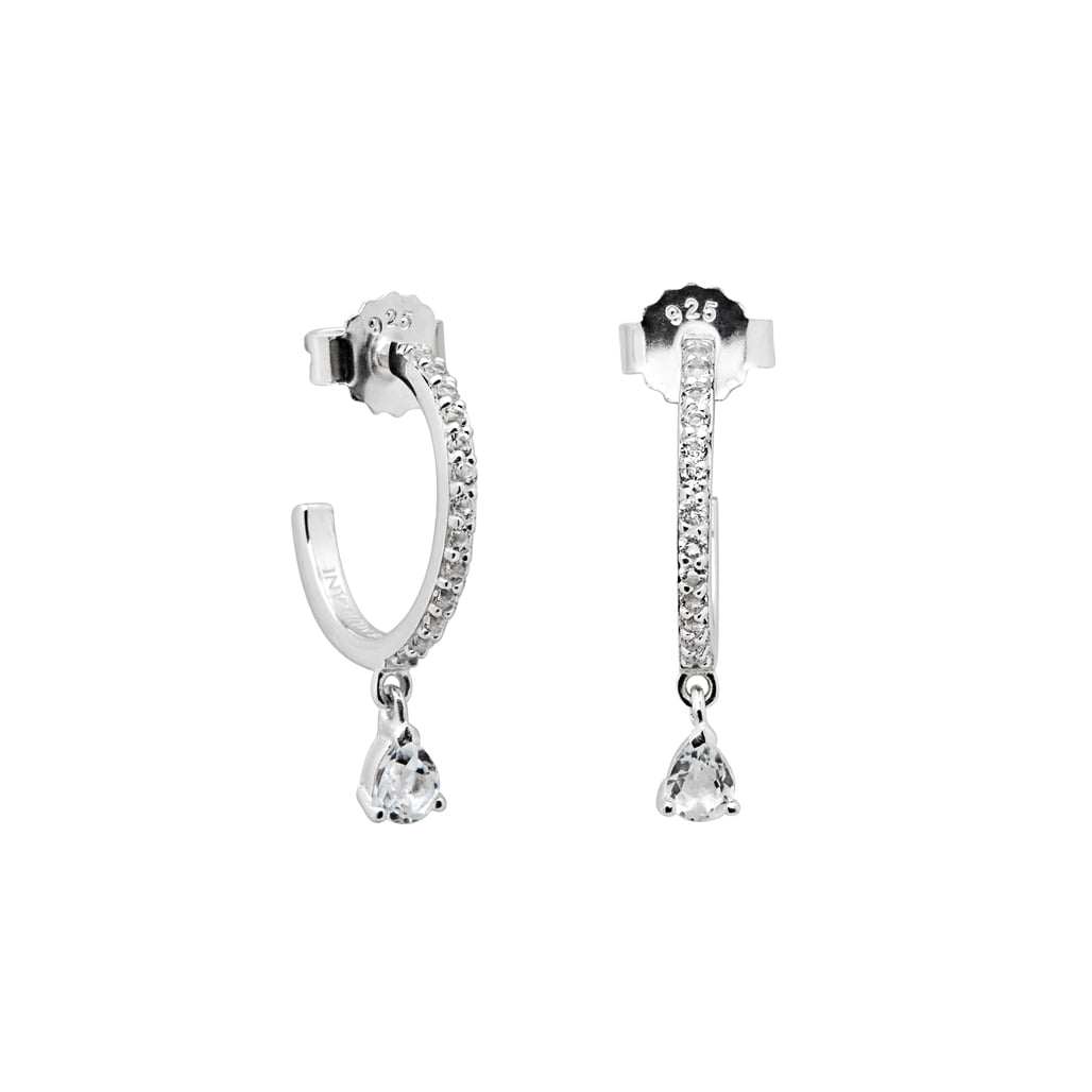 Tear Drop Hoops - White Topaz