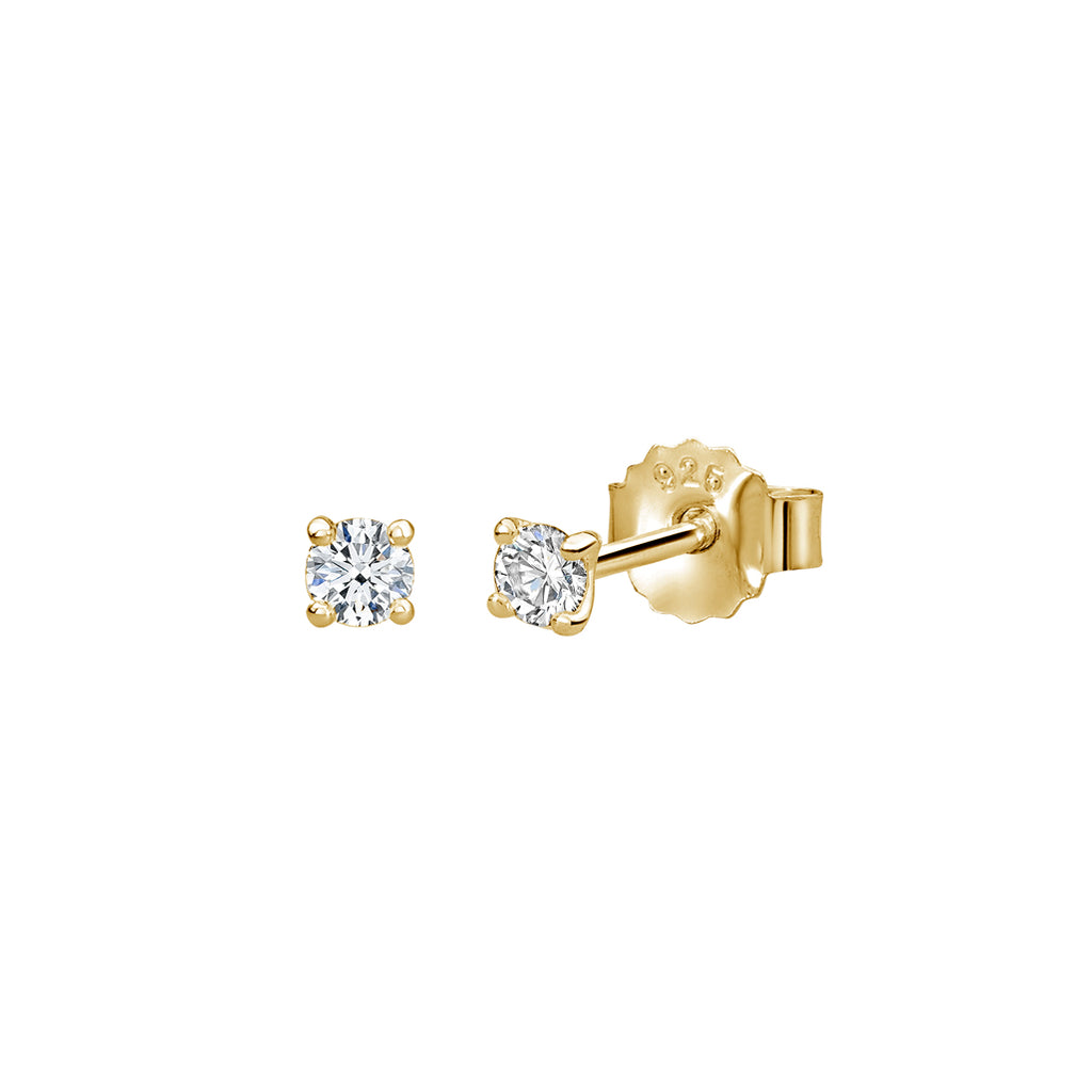 3mm Studs - in 18KT Yellow Gold Plate