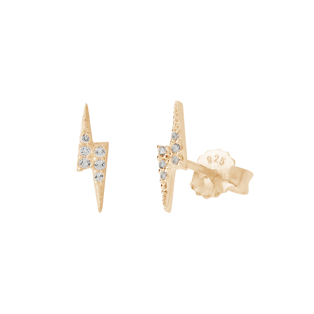 Lightning Bolt Studs - White Topaz