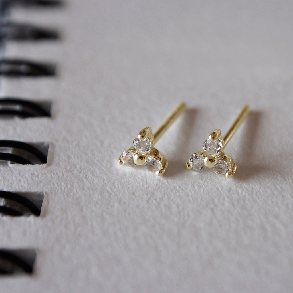 Trinity Studs - in 18 KT Yellow Gold Plate