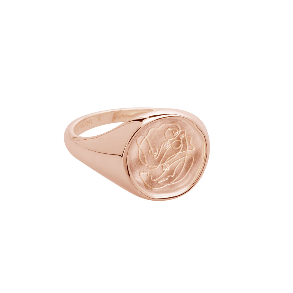 Handcrafted Rose Gold ring celebrates the bond between mother and child. Artisan-made and intricately designed. 