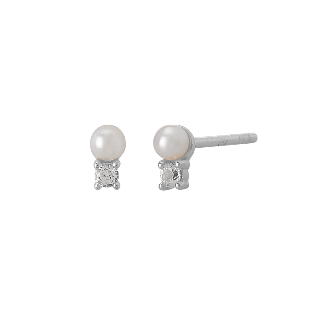 Pearl with White Topaz Studs